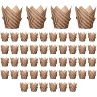 Melitt 50PCS Newspaper Style Cupcake Liner Baking Cup for Wedding Party Tulip Muffin Cupcake Paper Cup Oilproof Cake G