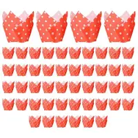 Melitt 50PCS Newspaper Style Cupcake Liner Baking Cup for Wedding Party Tulip Muffin Cupcake Paper Cup Oilproof Cake D