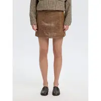 Selected femme Slwjil Leather Hw Mini Skirt - Brown - 36
