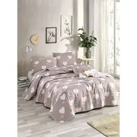L'essentiel Maison päiväpeite tyynyliinoilla Herz - Dusty Rose, 200x220 cm, eri väreissä