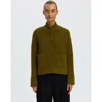 Selected Slwsia Ras Ls Knit Zipper Cardigan Noos - Green - XS
