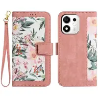 Mtp Products Honor 600 Smart Floral lompakkokotelo korttipaikoilla - vaaleanpunainen