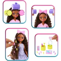 Barbie Dream GET Ready Brooklyn Fashion -nukke tyylitellyillδ hiuksilla, mukaan lukien yllδtyshiustarvikkeet ja 15+ ulkonδkφ