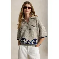 Ralph Lauren for woman. 211B17738001 Beige-patterned wool-blend sweater (M), Casual, Short sleeve