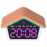 24hShop Digitaalinen herätyskello, jossa on 8-värinen yövalo – Oranssi / LED-herätyskello, jossa on yövalo