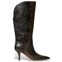 Twinset for woman. 262TGT074 Brown python-print leather high boots (37), 3 to 5 cm, None, Casual