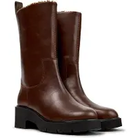 Camper for woman. K400843-002 Milah brown leather tall boots (39), 3 to 5 cm, None, Casual
