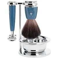 Muhle Rytmo Safety Razor Shaving Set Black Fiber Resin Petro Blue