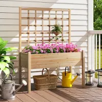 24hShop Korotettu istutuslaatikko säleiköllä – kasvatuslaatikko / istutuslaatikko 113x51x23cm