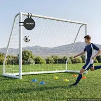 Vevor -jalkapallomaali 3 x 2 m PVC-jalkapallomaali takapihalle PE-verkolla, kannettava ja säänkestävä setti, PE-verkko, maali, maakiilat, kartiot, lapsille ja aikuisille ulkoharjoitteluun takapihalla