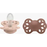 BIBS Infinity Tutit 2-pack Silikoni Koko 1 Symmetrinen, Blush/Woodchuck