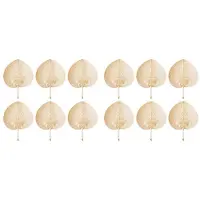 Jojomino 12X Natural Handmade Straw Fan Hand-Woven Leaf Hand Woven Summer Cooling Mosquito Repellent Hand Fans