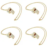 Tlily 4X Whistle, Metal Crystal Rhinestone Whistle, Shining Whistle with Keychain for Referees, Coaches, Teachers
