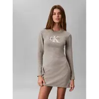 Calvin Klein Jeans Ls Logo Minidress - Grey - L