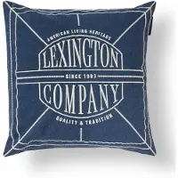 Lexington Home Logo Washed Organic Cotton Pillow Cover - Navy - 50X50