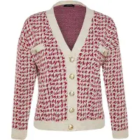 Trendyol Neuletakki beige / meleerattu violetti / punainen