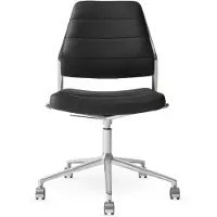 Vipp 454+ Swivel Chair With Wheels - Toimistotuolit Nahka Black Leather - 454+04C01