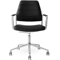 Vipp 455+ Työtuoli Pyörillä Varustettu Musta Nahka - Toimistotuolit Tekstiili Black Leather - 455+04C01P