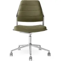 Vipp 454+ Swivel Chair With Wheels Bosco Leather - Toimistotuolit Nahka Bosco green - 454+31C01