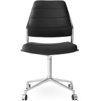 Vipp 454 Työtuoli Pyörillä Varustettu Musta Nahka - Toimistotuolit Black Leather - 45404C01