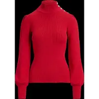 Ralph Lauren Button-Trim Mockneck Sweater - Red - XS