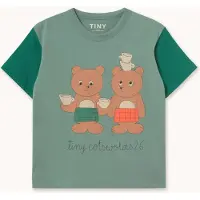 Tinycottons Tiny Tea Room Graphic Tee Teal-3y Sininen 3 vuotta Pojat, Tytöt