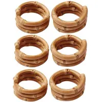 Tlily Handmade Bamboo Napkin Ring, Natural Rustic Napkin Holders Serviette Buckle Holder Set of 6
