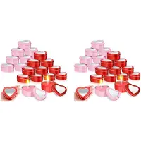 Typecat 48Pcs 4Oz Heart Shaped Metal Tins, Empty Tea Light Mold Heart Shaped Box with Clear Window Lids Tin Candle Containers