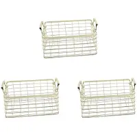 Typecat 3X Metal Storage Basket Chic Nordic Handmade Iron Net Table Shelves Basket Bath Clothes Cosmetics Storage Basket-Gold