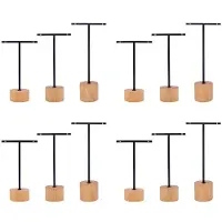 Typecat 12Pcs T Bar Earring Display Stand with Wooden Base Jewelry Holders Hanging Jewelry Organizer for Photography Props A