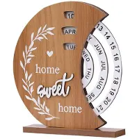 Typecat 4X Wooden Calendar Home Porch Decoration Office Desktop Decoration Manual Rotating Desk Calendar Sweet House A