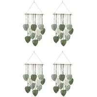 Typecat 4X Leaf Macrame Wall Hanging Boho Room Home Decor Woven Aesthetic Wall Home Room Wedding Decoration Green