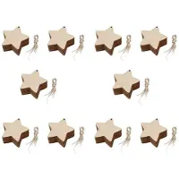 Typecat 100 X Wooden Star Shapes, Plain Wood Tags with Hole (10cm)