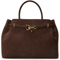 Ralph Lauren Embossed Nubuck Large Blaike Satchel - Brown - ONE SIZE