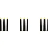 Jojomino Pack of 18 Black LED Birthday Candles,Yellow Flameless Flickering Battery Operated LED Halloween Candles