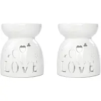 Jojomino 2X Ceramic Diffuser Candle Burner Ceramic Burning Essential Oils Diffusers Aromatic Lamp -Love