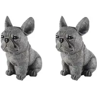 Jojomino 2X Statue Garden Decoration Dog Resin Decoration Dachshund & French Bulldog Sculpture Home Ornaments 17X12X11CM