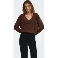 ONLY Onlrica L/S V-Neck Pullo Knt Noos - Brown - XS
