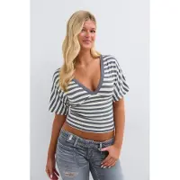 Gina Tricot  - 14+ short sleeve top - topit - Valkoinen - S - Naiset