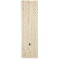 Ralph Lauren for woman. 455P18119003 Beige cable knit scarf with Polo Bear (OSFA), Casual, Wool