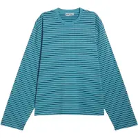 Weekday Long-Sleeved Boxy Cotton T-Shirt - Blue - S