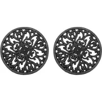 Typecat 2X Round Cast Iron Trivet 6.7Inch Iron Heat-Insulation Trivet Non-Slip Potholders for Kitchen Dining Table Decor