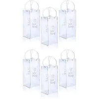 Typecat 6 Pieces Portable Ice Wine Bag Wine Cooler Bag PVC Wine Pouch Bags with Handle for Champagne, Cold Beer, Wine