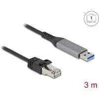 DeLOCK 60757, 3 m, Cat6, USB A-tyyppi, RJ-45, Musta, Antrasiitti