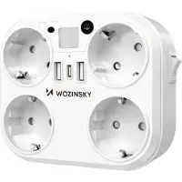 Wozinsky WRS-2B 4x AC, 2x USB-A, 2x USB-C, 4000 W:n verkkohajotin valolla – valkoinen