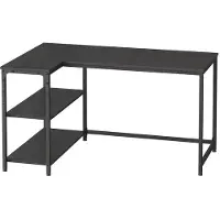Songmics Kulmapöytä 120x80x76 cm Musta puu ja teräs