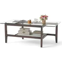 24hShop Sohvapöytä lasitasolla ja alahyllyllä - Ruskea