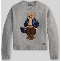 Ralph Lauren for woman. 211B17771002 Gray wool and cashmere sweater with Polo Bear (XXL), Casual, Grey, Long sleeve