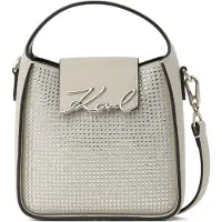 Karl Lagerfeld Käsilaukku 'K/Signature' kivenharmaa / musta / hopea