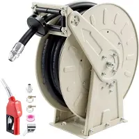Vevor -polttoaineletkukela, 19,05 x 9900 mm sisäänvedettävä, jousitettu, automaattisesti kääntyvä takaisinkelaus, 300 PSI, kestävä hiiliteräsrakenne teollisuusluokan kumiletkulla, dieselpolttoaineelle,